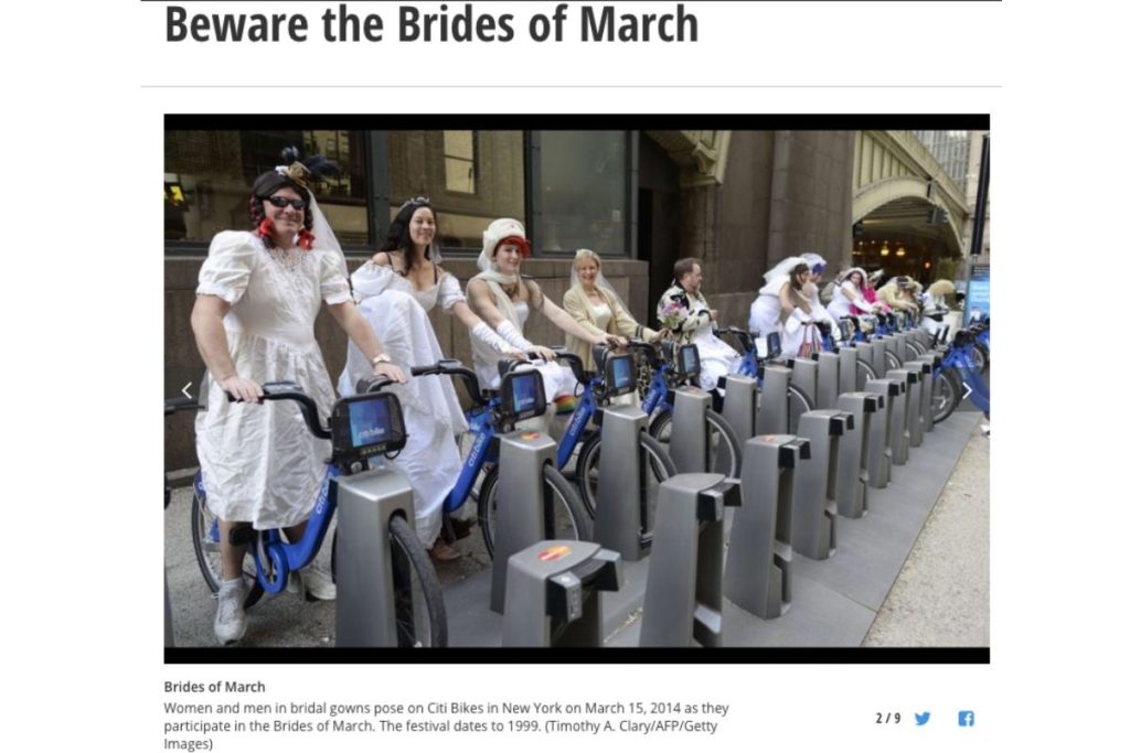 Beware the Brides of March crew on Citibikes featured on the NY Post