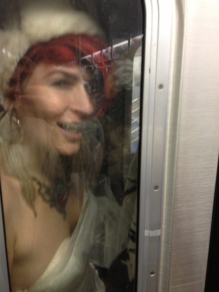 a bride on the subway