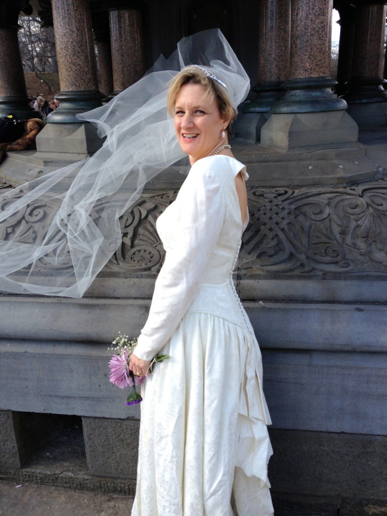 me in my old wedding gown in Central Park