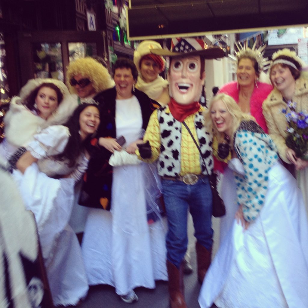 Woody with brides in Times Square