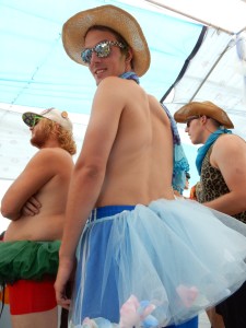 handmade tutu worn by a festive young man at Burning Man (photo by permission, name kept unknown)