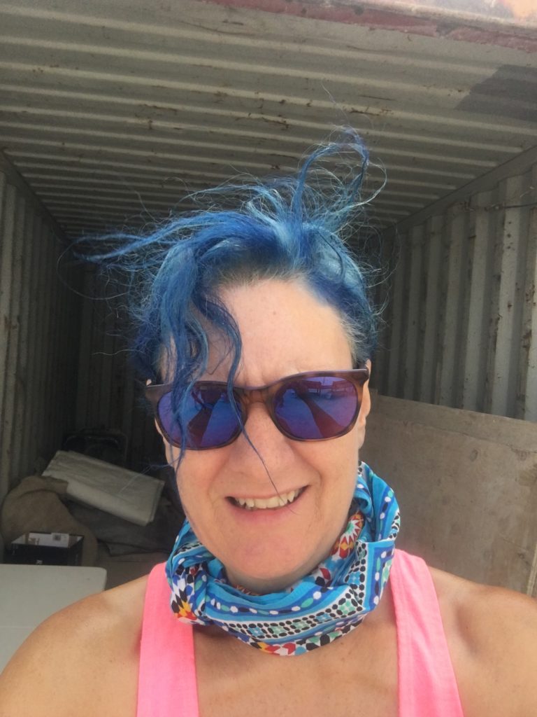 blue hair at Burning Man