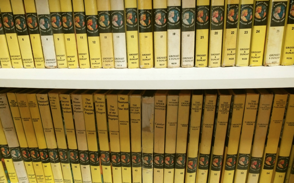 two rows of Nancy Drew books - friends from days past