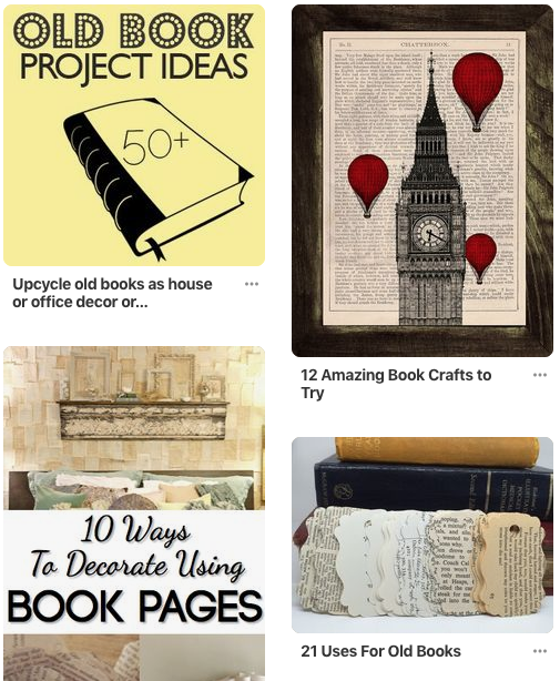 Pinterest ideas for crafting books into new items