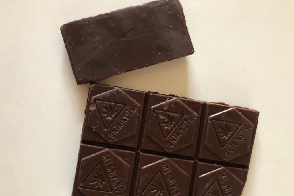 Cannabis chocolate bar and pieces