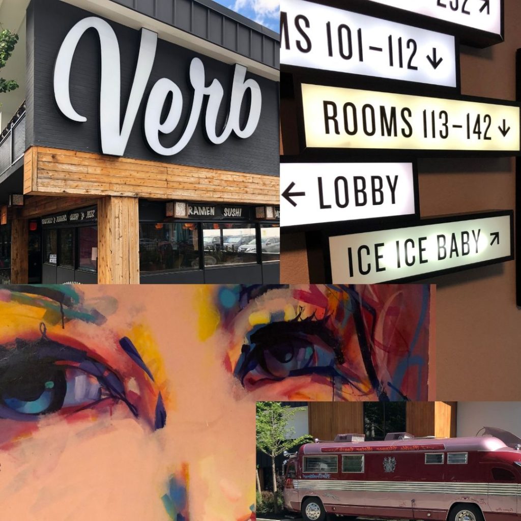 collage of images of The Verb Hotel in Boston, MA