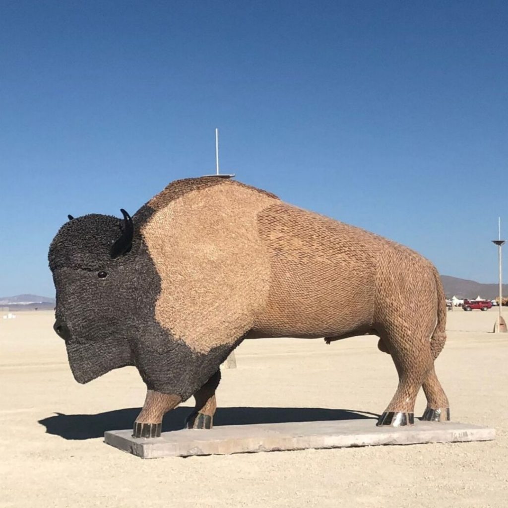Buffalo made from ceramic tile at Burning Man 2019