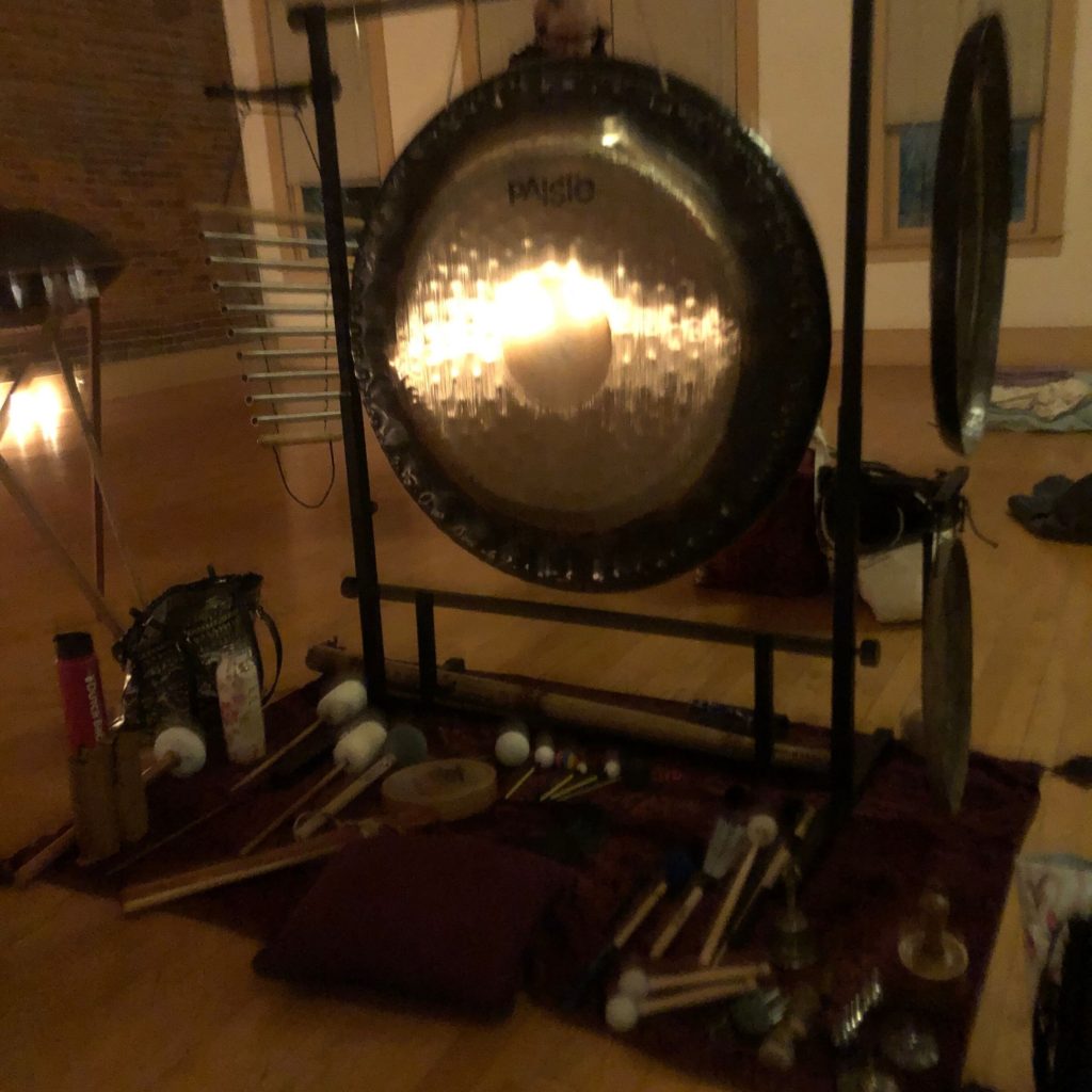 Sound Bath instruments featuring a gong