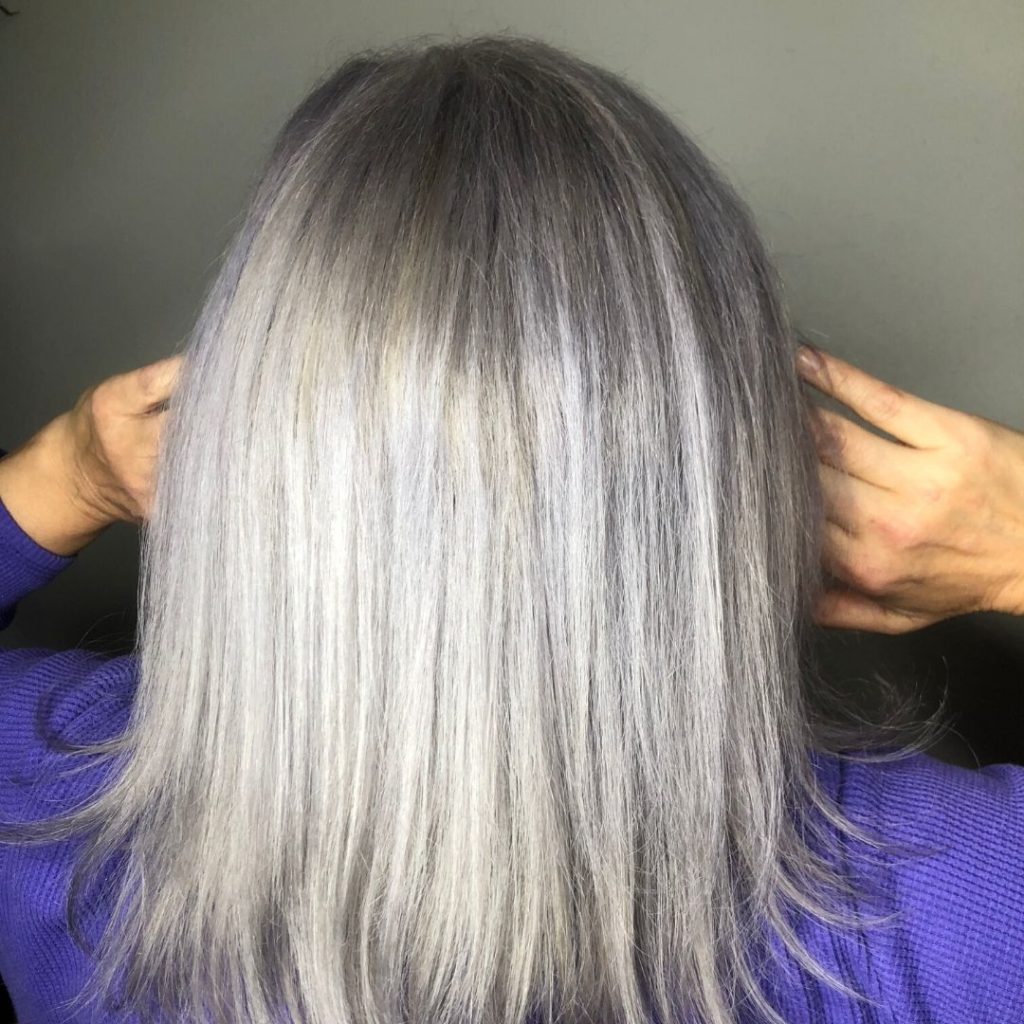 silver hair freshly done is the start to grey pride