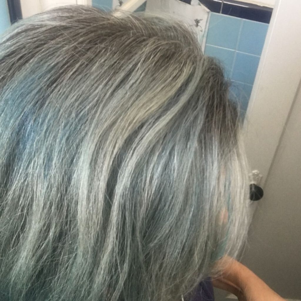 blue hair fading - the start to grey pride