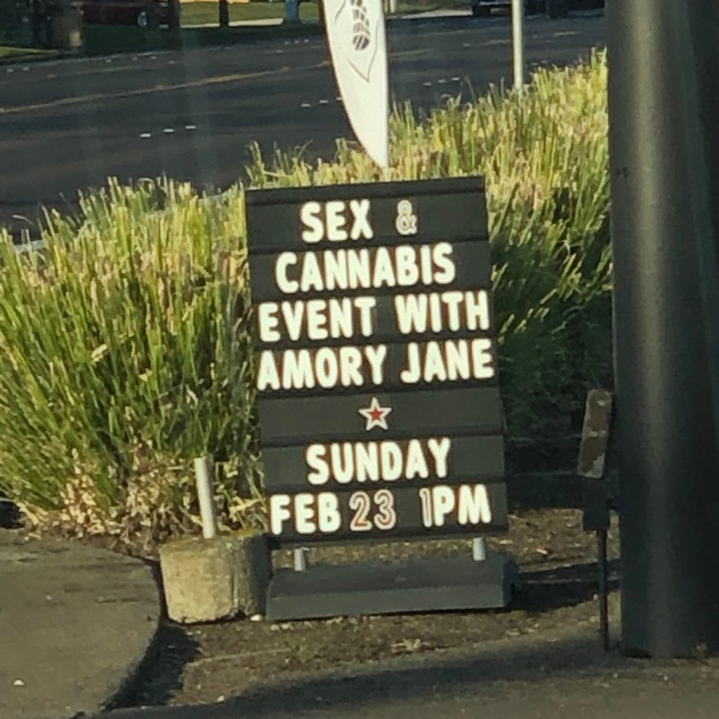 sign for Sex & Cannabis event where I learned about CBD lube