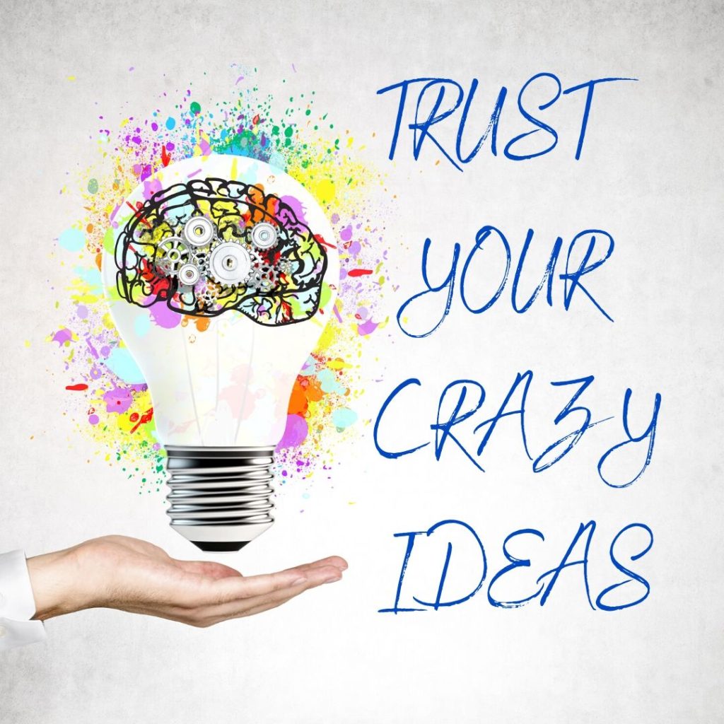 Trust Your Crazy Ideas poster for keeping you sane job searching in the New Economy