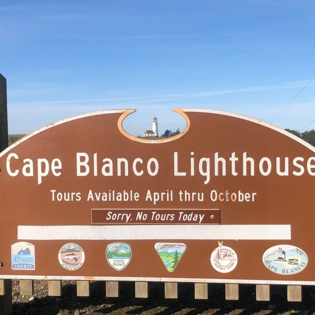 Cape Blanco Lighthouse sign
