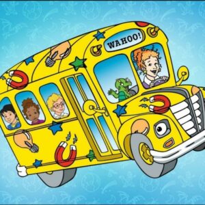 Ms. Frizzle driving the Magic School Bus