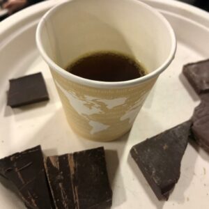 The Theo chocolates and one of the coffees from the pairing demo at the NW Chocolate Festival